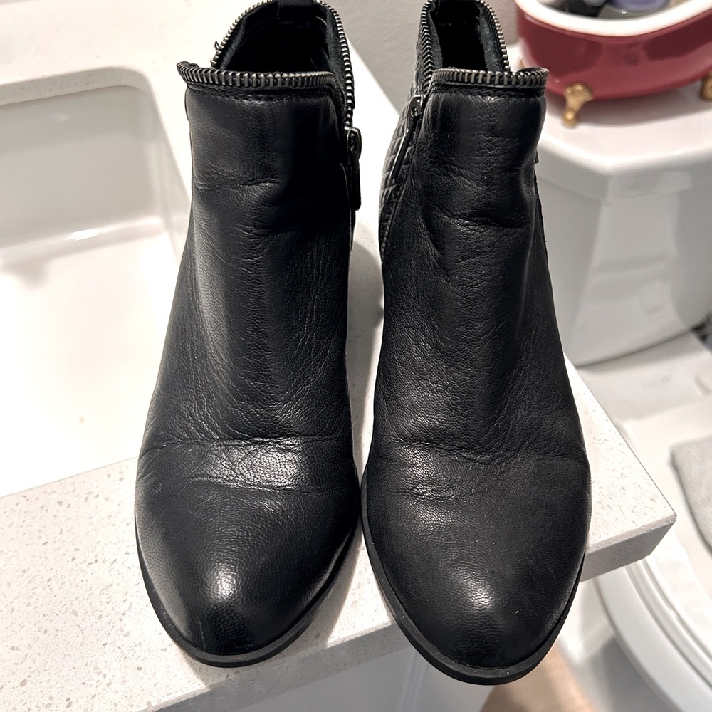 Lucky Brand Black Ankle Booties with Textured Detailing